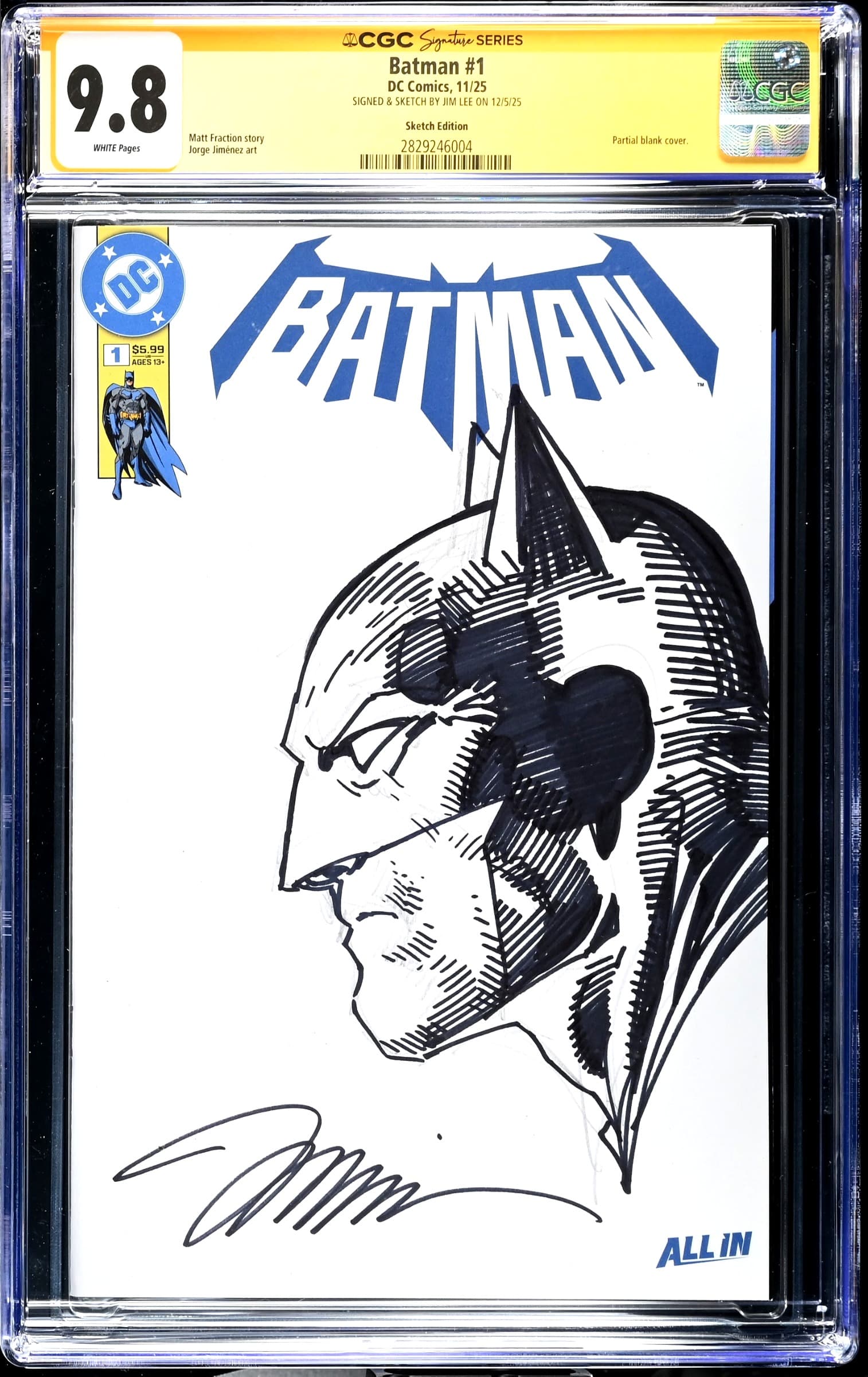 Batman #1, Signed and sketched by Jim Lee